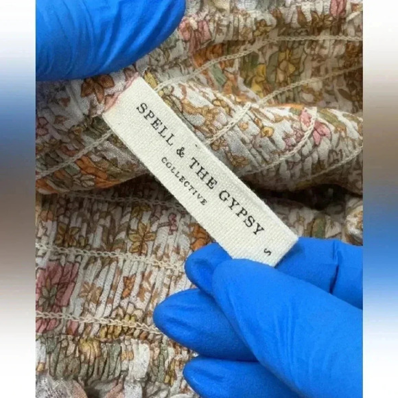 Spell and the Gypsy Cream and Brown Puff Sleeve Square Neck Midi Sundress - Picture 6 of 7